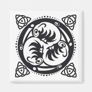 Imã Triskelion Celtic Knot Mandala Design Black