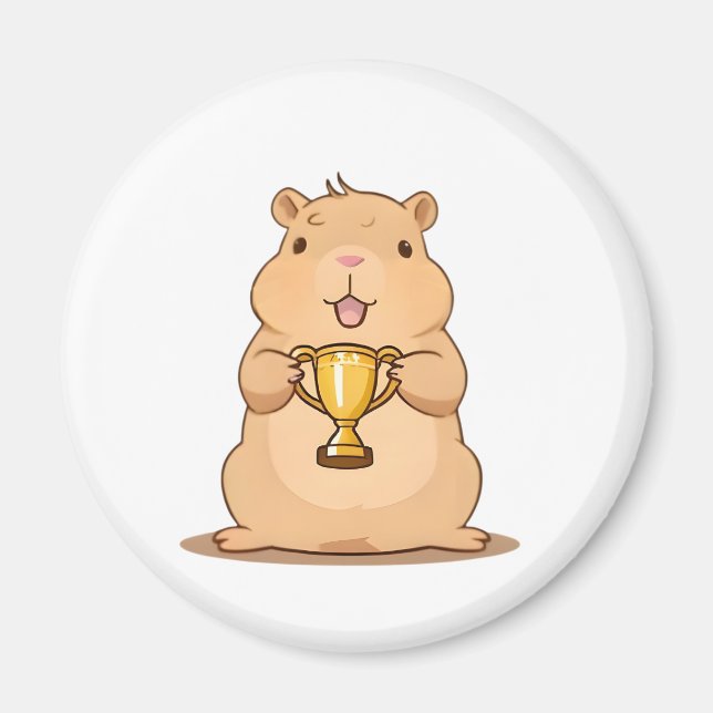 Imã Troféu de Capivara Fofa Ganhadora Desenho Kawaii (Frente)