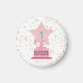 Imã Troféu de chá rosa Dourado Faux Stars Girly Modern