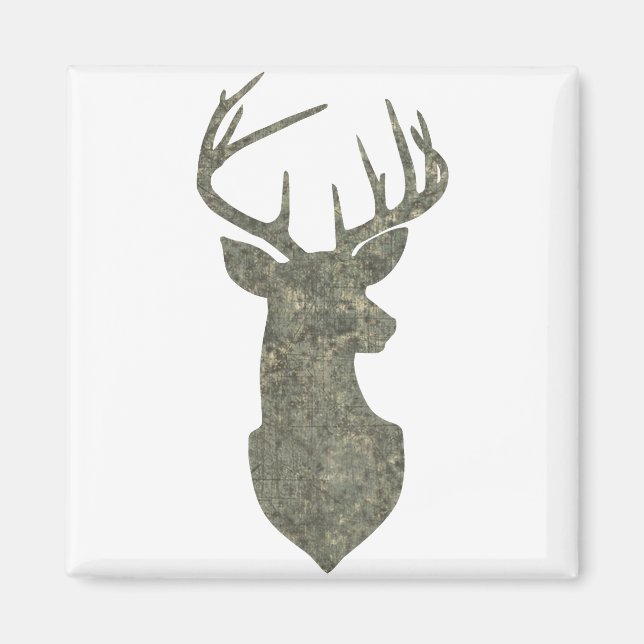 Imã Troféu Regal Deer Silhouette Buck em Camouflage (Frente)