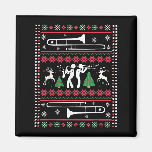 Imã Trombone Christmas Ugly Trombonist Jazz Music Marc (Frente)