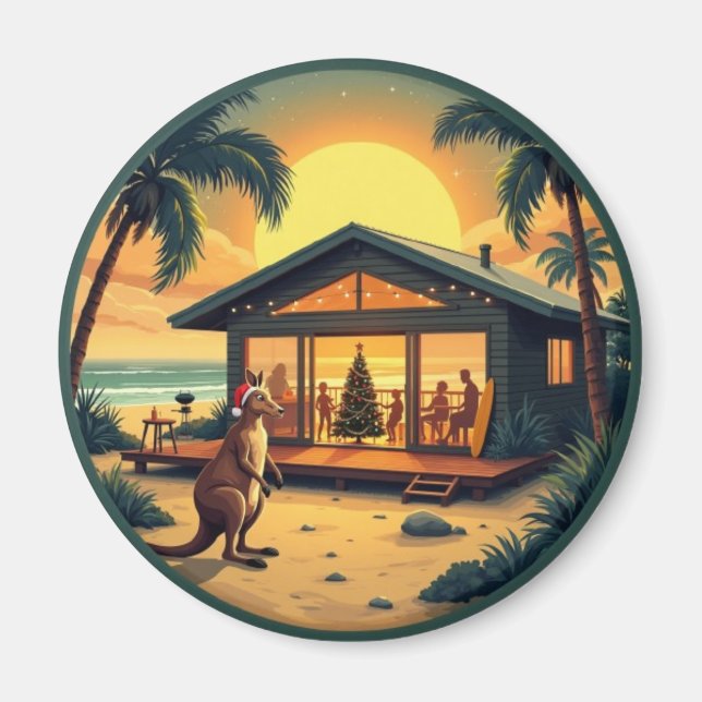 Imã Tropical Aussie Christmas Beach House  (Frente)