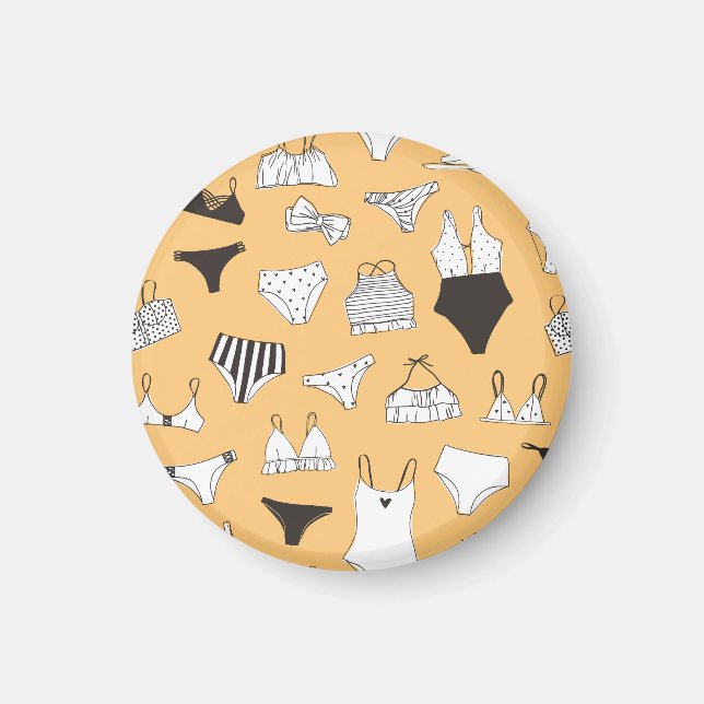 Imã Tropical Bikini: Padrão de Verão Desenhado à Mão (Frente)