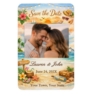 Ímã Tropical Bliss Photo Save Date Wedding Magnet