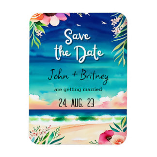 Ímã Tropical Blooms: Wedding Save the Dat