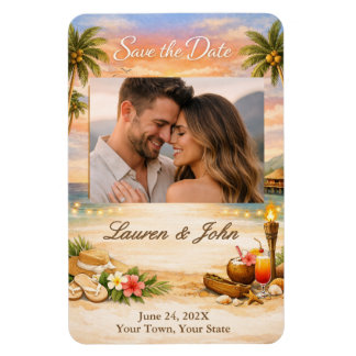 Ímã Tropical Breeze Photo Save The Date Wedding Magnet