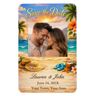 Ímã Tropical Eternity Photo Save Date Wedding Magnet