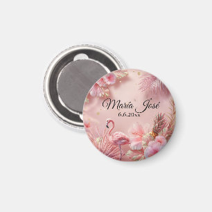 Imã Tropical Flamingo Quinceañera, personalizado