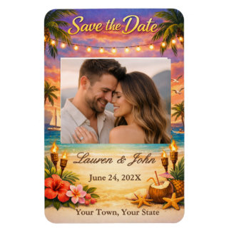 Ímã Tropical Harmony Photo Save Date Wedding Magnet