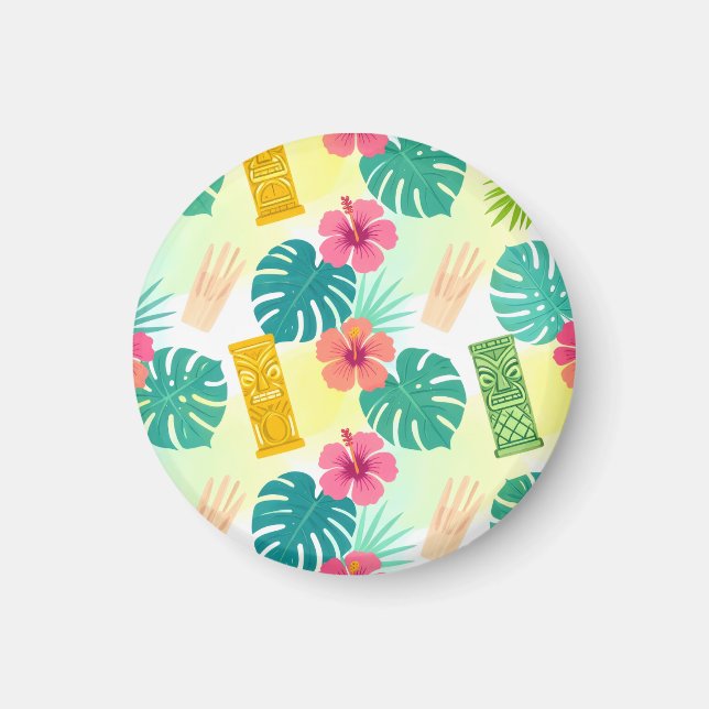 Imã Tropical Hawaiian Tiki Pattern for Parties Wedding (Frente)