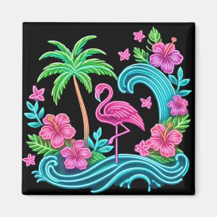 Imã Tropical Neon Flamingo