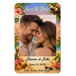 Ímã Tropical Paradise Photo Save Date Wedding Magnet