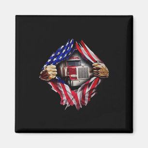Imã Trucker Driver American Flag Truck