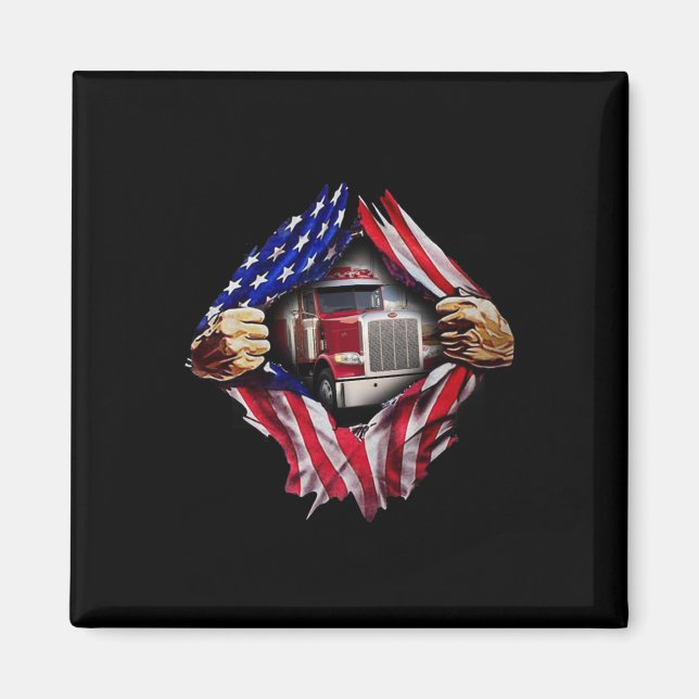 Imã Trucker Driver American Flag Truck (Frente)