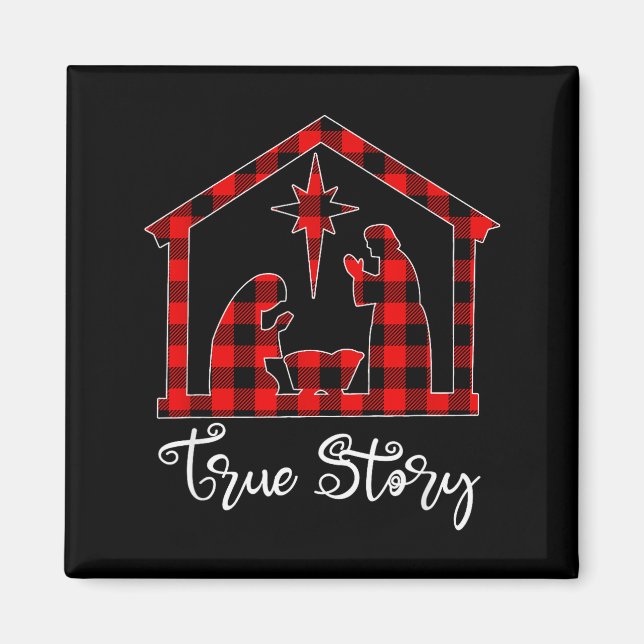Imã True Story Christmas Manger Nativity Scene Buffalo (Frente)
