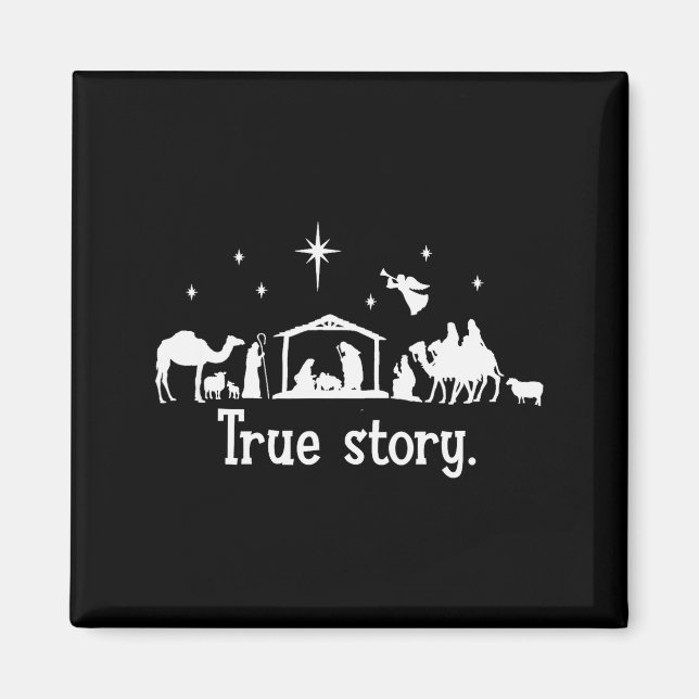 Imã True Story Nativity Manger Christmas Baby Jesus Ki (Frente)