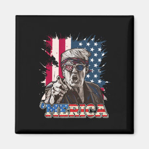 Imã Trump 2024 4 De Julho Patriótico Bandeira American