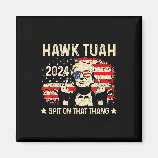 Imã Trump 2024 Flag Funny Hawk Tush Middle Finger 24 V (Frente)
