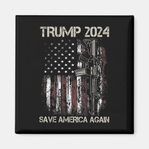 Imã Trump 2024 Save America Again Flag Gun Americano (