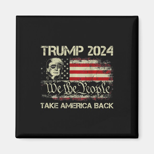 Imã Trump 2024 Take America Back American Flag (em seg (Frente)