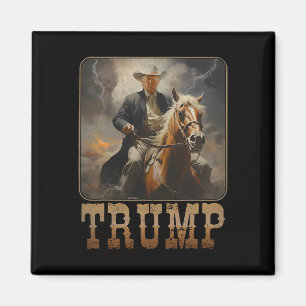 Imã Trump 2025 Presidente Cowboy Cavalgando Cavalo Wes