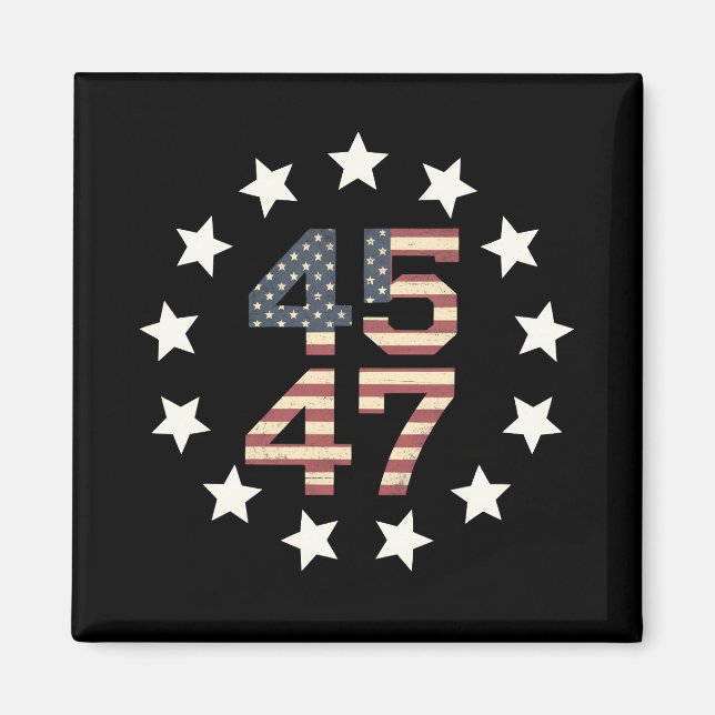 Imã Trump 45 47 Stars Vintage USA Flag (Frente)