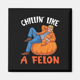 Imã Trump Bebe Café No Abóbora Relaxando Como Um Crimi