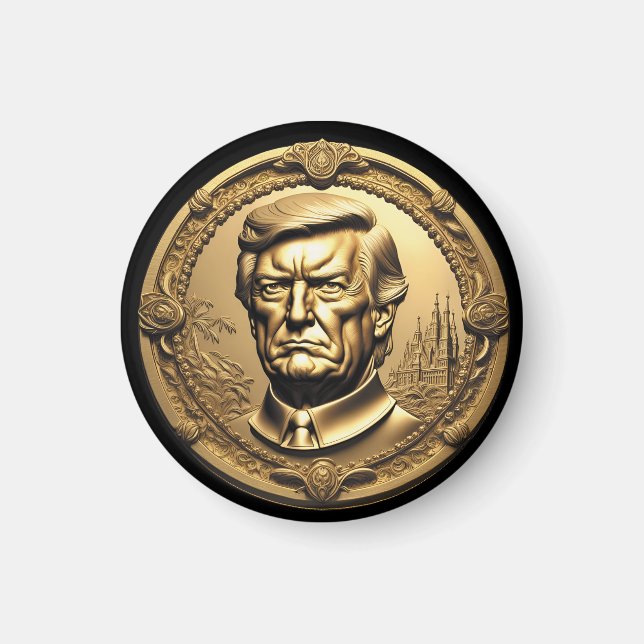 Imã TRUMP CGI Colecionável Dourado Arte-Moedas Doubloo (Frente)