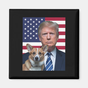 Imã Trump E Pembroke Welsh Corgi Cachorro Bandeira Dos