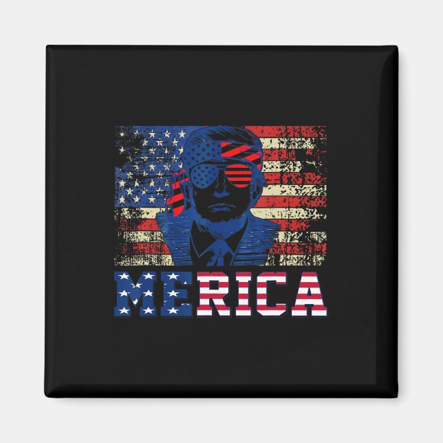 Imã Trump Feliz Quatro 4 de Julho Trump Bandeira Ameri (Frente)