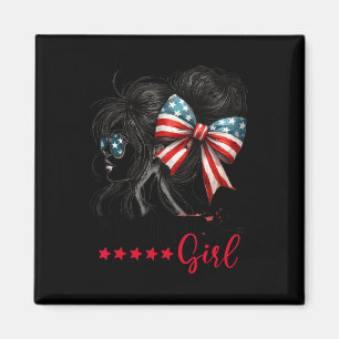 Imã Trump Girl Messy Bun Sungles Trump 2024 Usa Flag