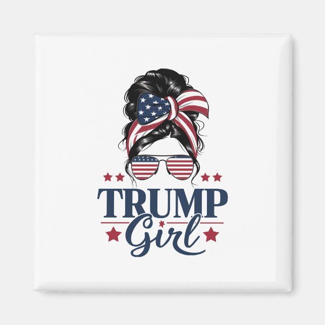 Imã Trump Girl Messy Bun Trump 2024 Eleição Americana (Frente)