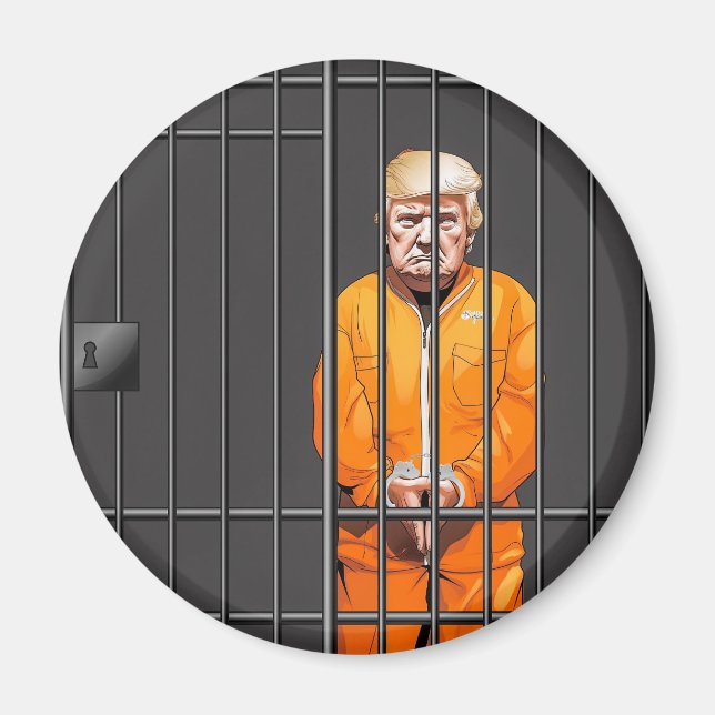 Imã Trump in Jail 2¼ Inch Circle Magnet  (Frente)