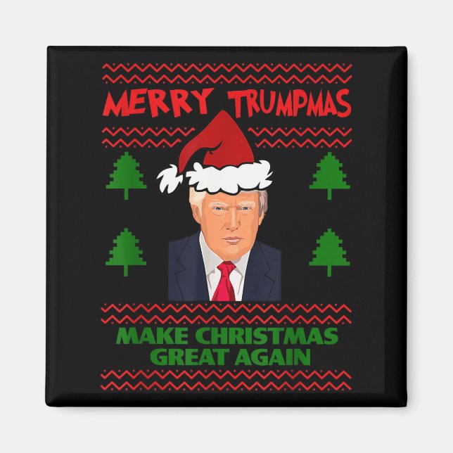 Imã Trump Merry Trumpmas Santa Trump Make Christmas Gr (Frente)