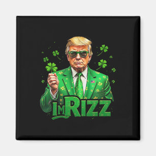 Imã Trump Sou Rizz Dia de São Patrício Lucky Shamrock 