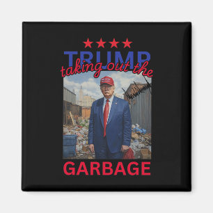 Imã Trump Tirando O Garbyge 2024 Engraçado Trump