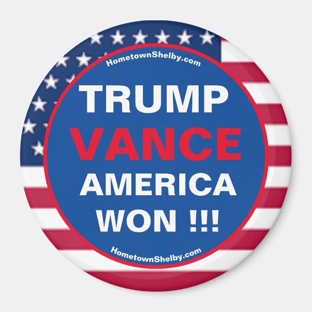 Imã TRUMP VANCE AMERICA GANHOU!! íman de geladeira (Frente)