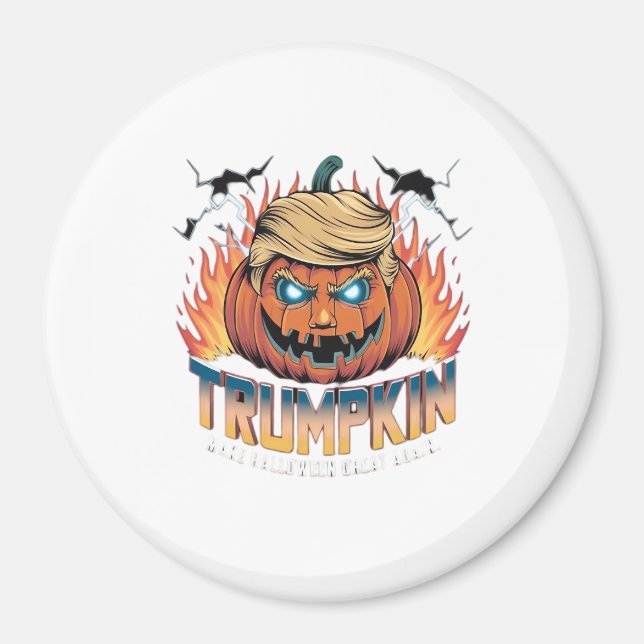Imã Trumpkin Clássico - Design de Abóbora Louca (Frente)