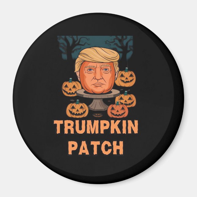 Imã Trumpkin Halloween - Engraçado Pumpkin Político De (Frente)