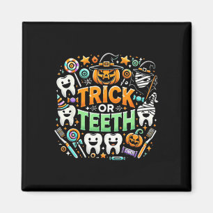 Imã Truque Ou Dente Engraçado Dentista Halloween Denta