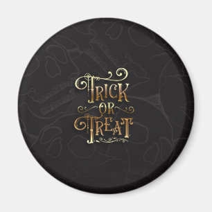 Imã Truque ou trate crânios pretos e Dourados Hallowe