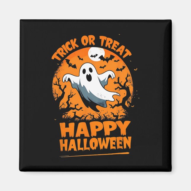 Imã Truque Ou Trate O Feliz Halloween Ghost Costume Di (Frente)