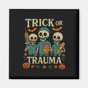 Imã Truque Ou Trauma Esqueleto De Pumpkin No Halloween