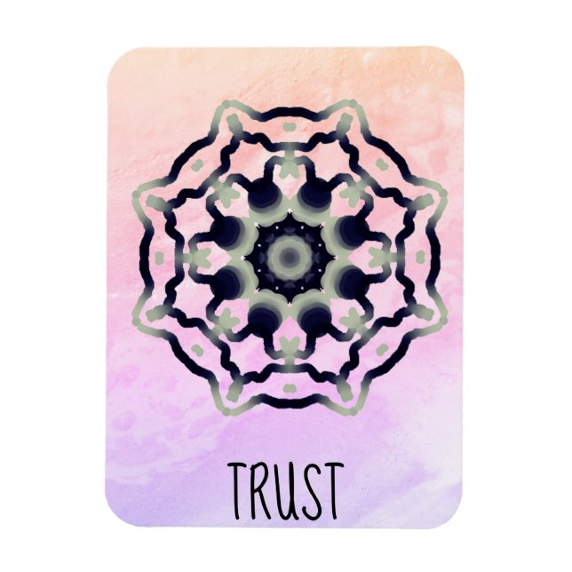 Ímã *~* "TRUST" Cinza Negra Rosa Mandala Heart Chakra (Vertical)