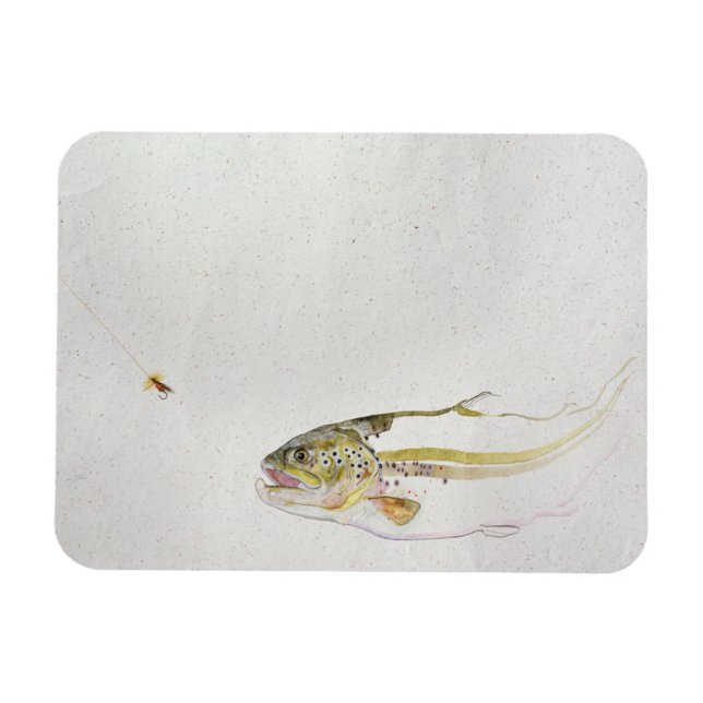 Ímã Truta perseguindo mosca de pescador (Horizontal)