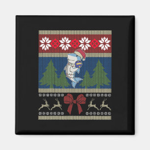 Imã Tubarão de Voleibol Luzes de Natal Ugly Sweater Sa