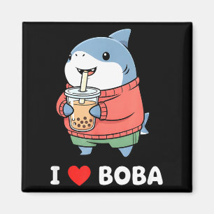 Imã Tubarão Kawaii Fofo Chá de Boba Tea Engraçado Aman