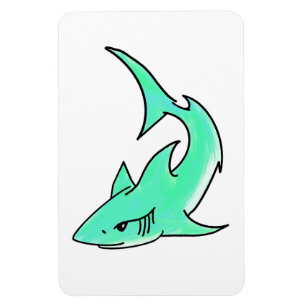 Ímã tubarão sorridente desenho animado azul verde ocea