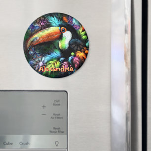 Imã Tucano de Pássaro Abstrato Caprichoso Personalizad