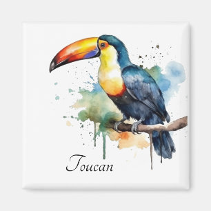 Imã Tucano no Galho Arte Aquarela, personalizado